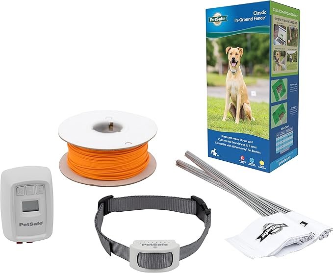 Clôture anti-fugue chien jardin facile à installer – idéale pour sécuriser de grands espaces extérieurs sans clôture visible