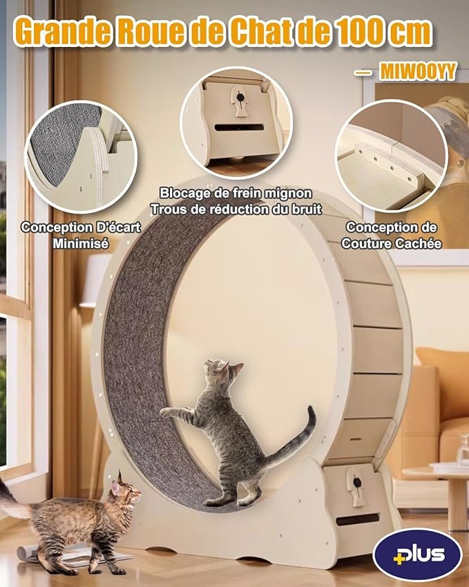 Roue pour chat en matériaux résistants, silencieuse et adaptée à l’intérieur