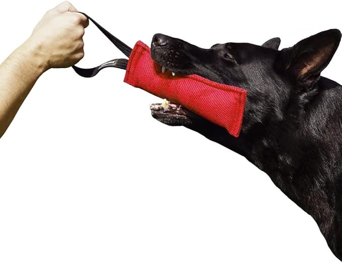 Boudin mordant chien en nylcot rouge – jouet de dressage résistant avec poignée pour exercices de mordant et traction
