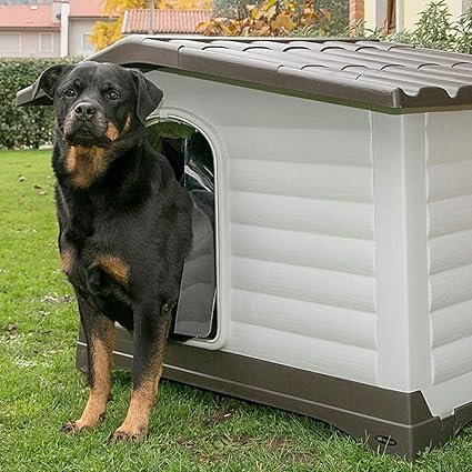Niche extérieure pour grand chien en plastique robuste, imperméable et confortable – idéale pour le jardin toute l’année