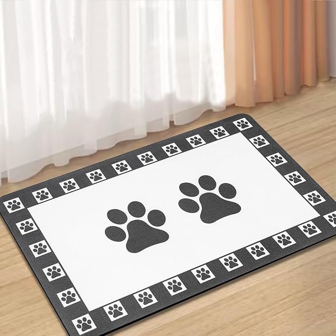tapis absorbant gamelle chat – tapis lavable et antidérapant pour protéger le sol des éclaboussures autour de la gamelle ou de la fontaine