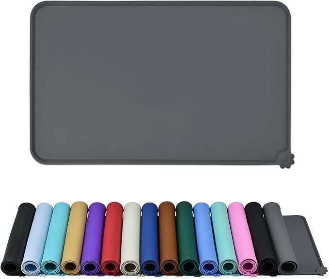 tapis gamelle chien avec rebords en silicone – support antidébordement imperméable et facile à nettoyer pour gamelle simple ou double