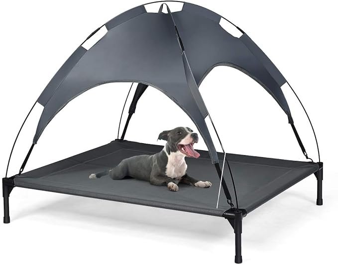 tente pour chien extérieur avec auvent – couchage surélevé pour le jardin, la plage ou le camping