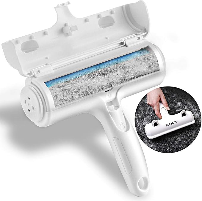 Brosse anti poils chien réutilisable – idéale pour retirer les poils sur canapé, vêtements, lit ou siège de voiture, sans colle ni recharge.
