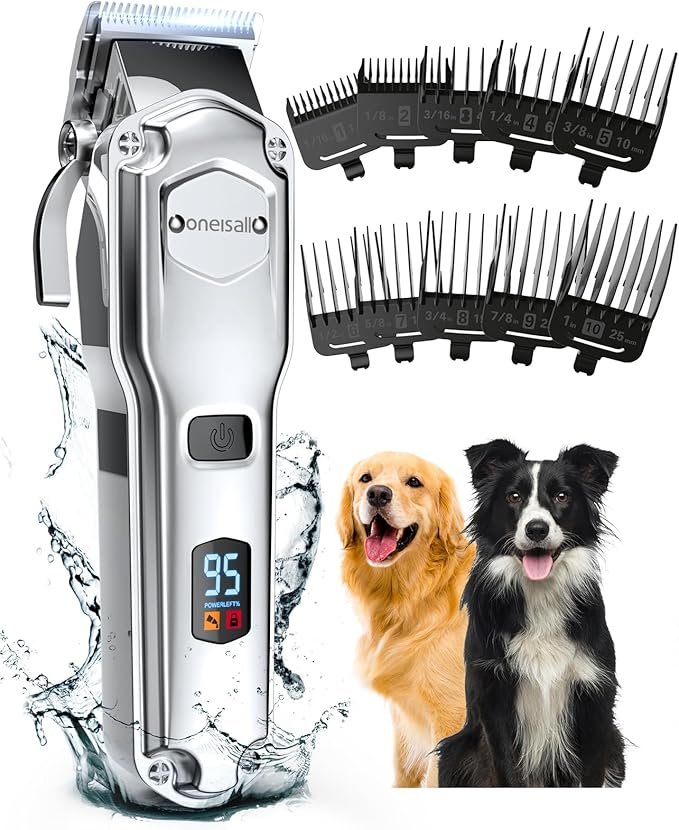 Tondeuse pour chien sans fil étanche IPX7 avec lame ajustable pour poils épais, moteur ultra-silencieux et autonomie longue durée