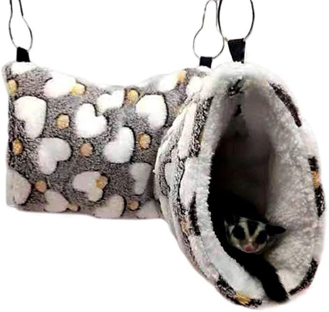 Tunnel suspendu pour furet en tissu doux – cachette aérienne à accrocher dans la cage pour enrichissement, repos et jeu en hauteur