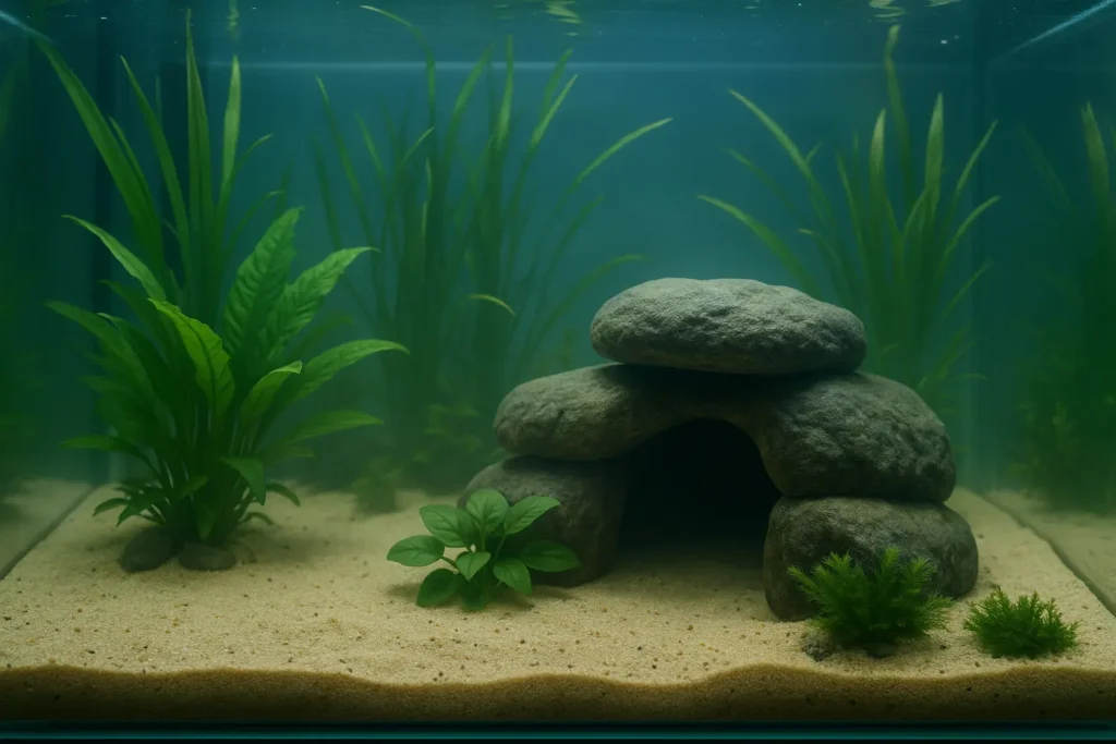 Aquarium aménagé pour axolotl