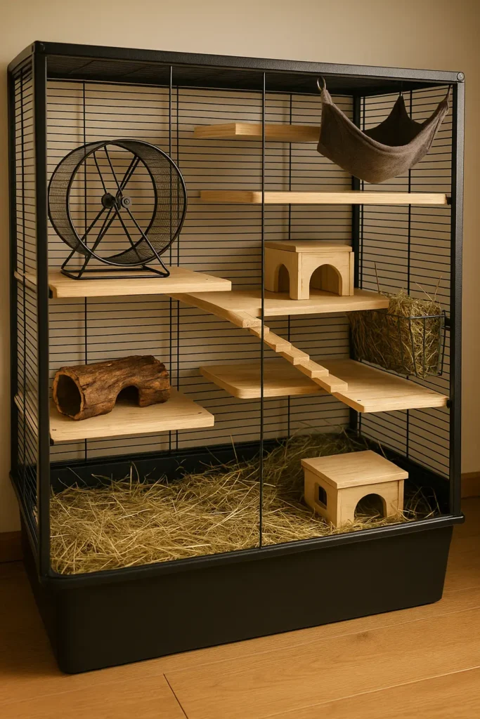 Cage aménagée pour octodons