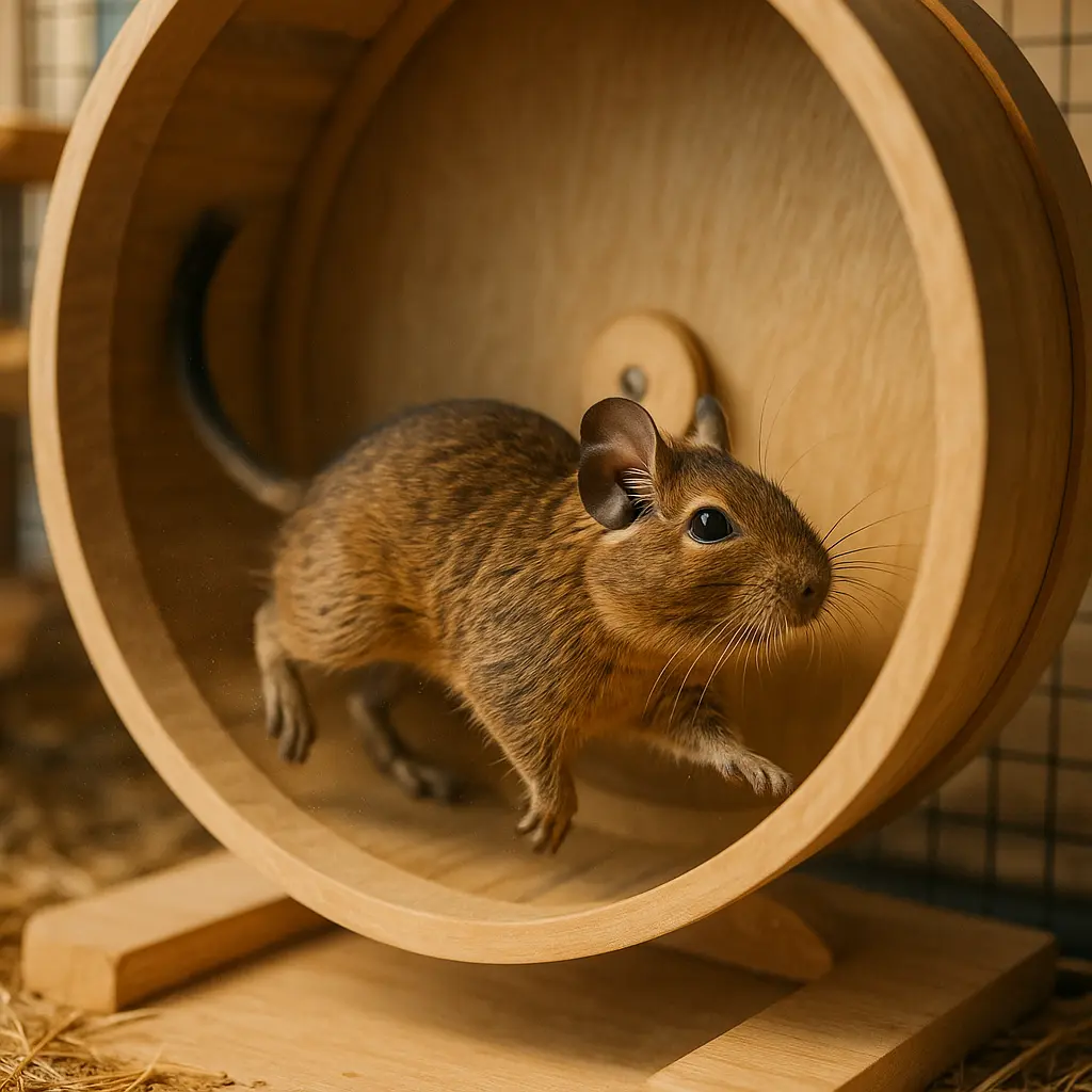 Octodon dans une roue d’exercice