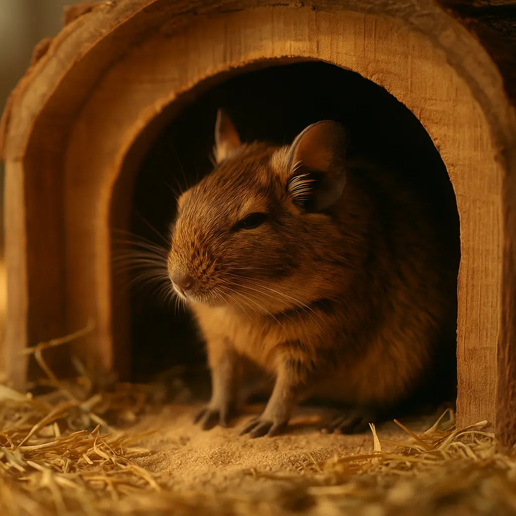 Octodon se reposant dans une cachette