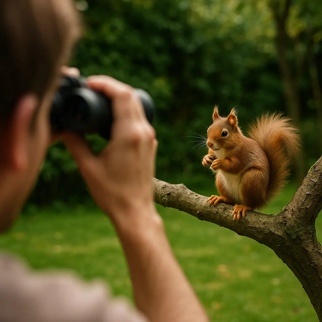 Observation d’un écureuil dans un jardin