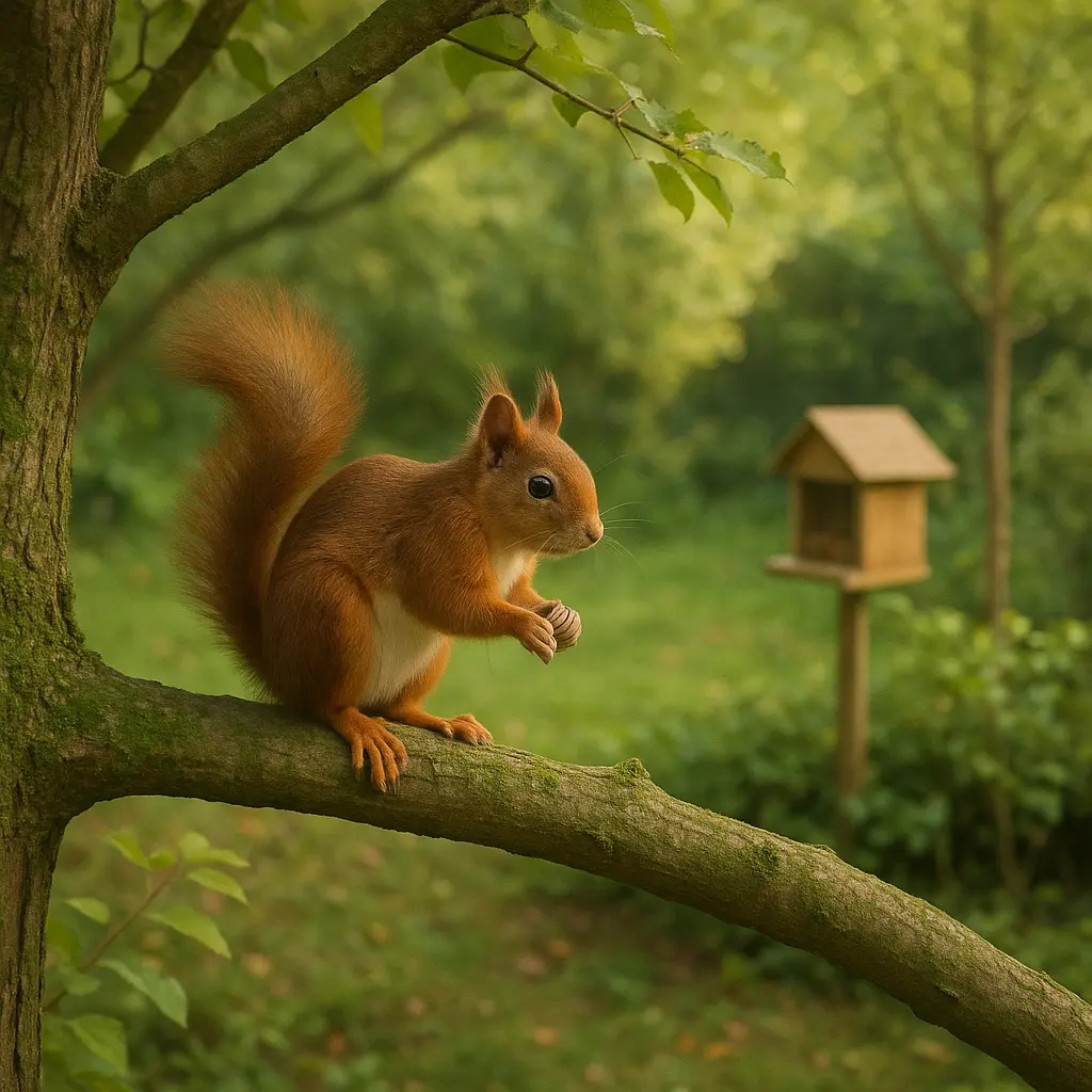 Écureuil dans un jardin naturel sécurisé