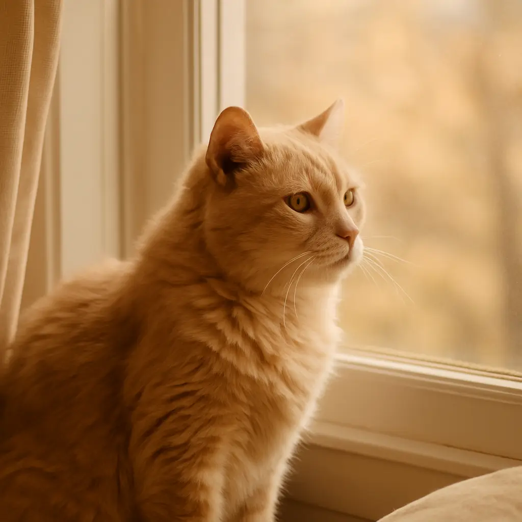 chat sénior regardant vers l'extérieure