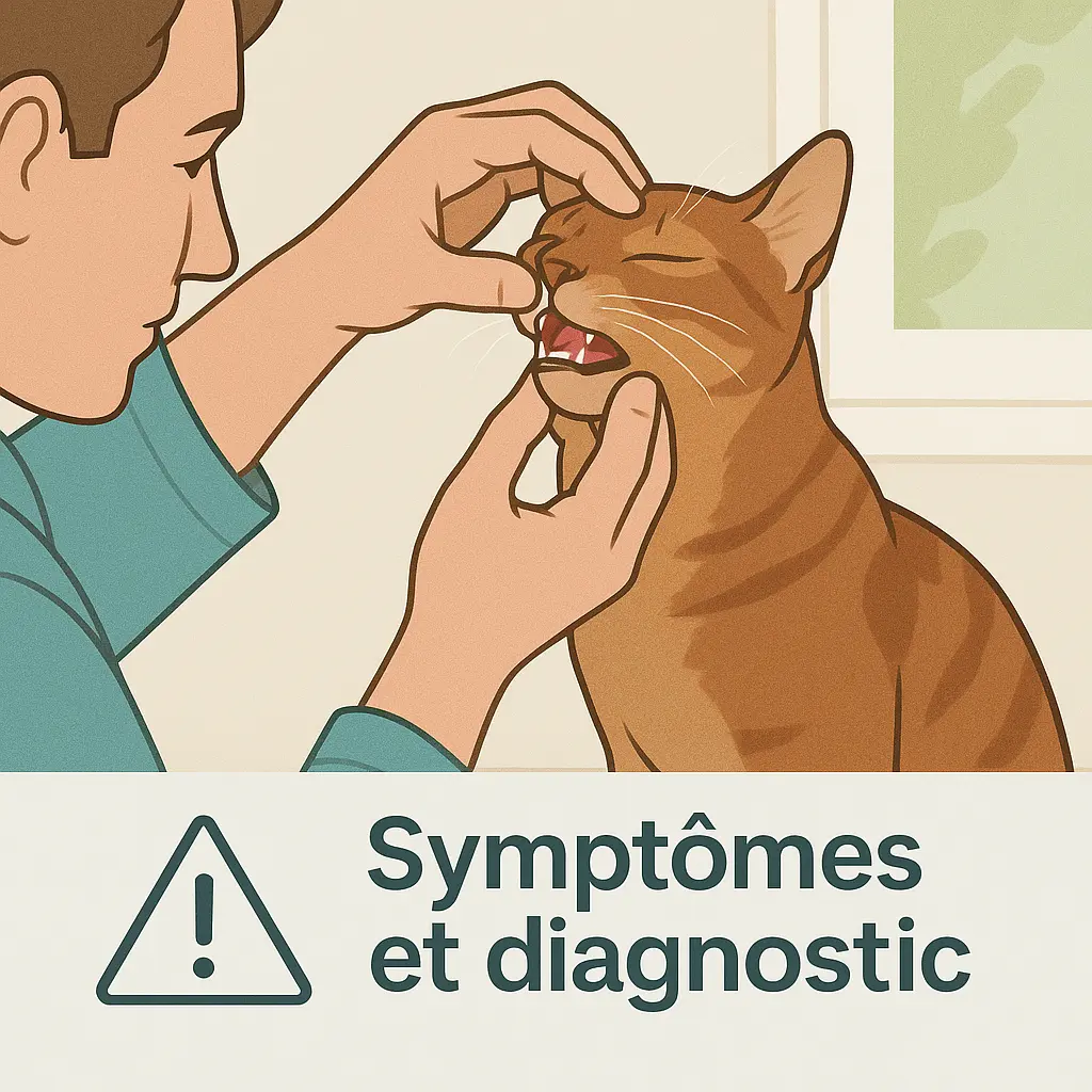 Vétérinaire examinant un chat pour détecter les symptômes d’anémie