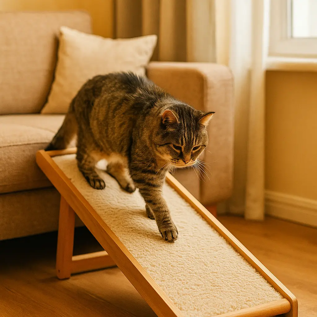 chat qui est sur une rampe canapé