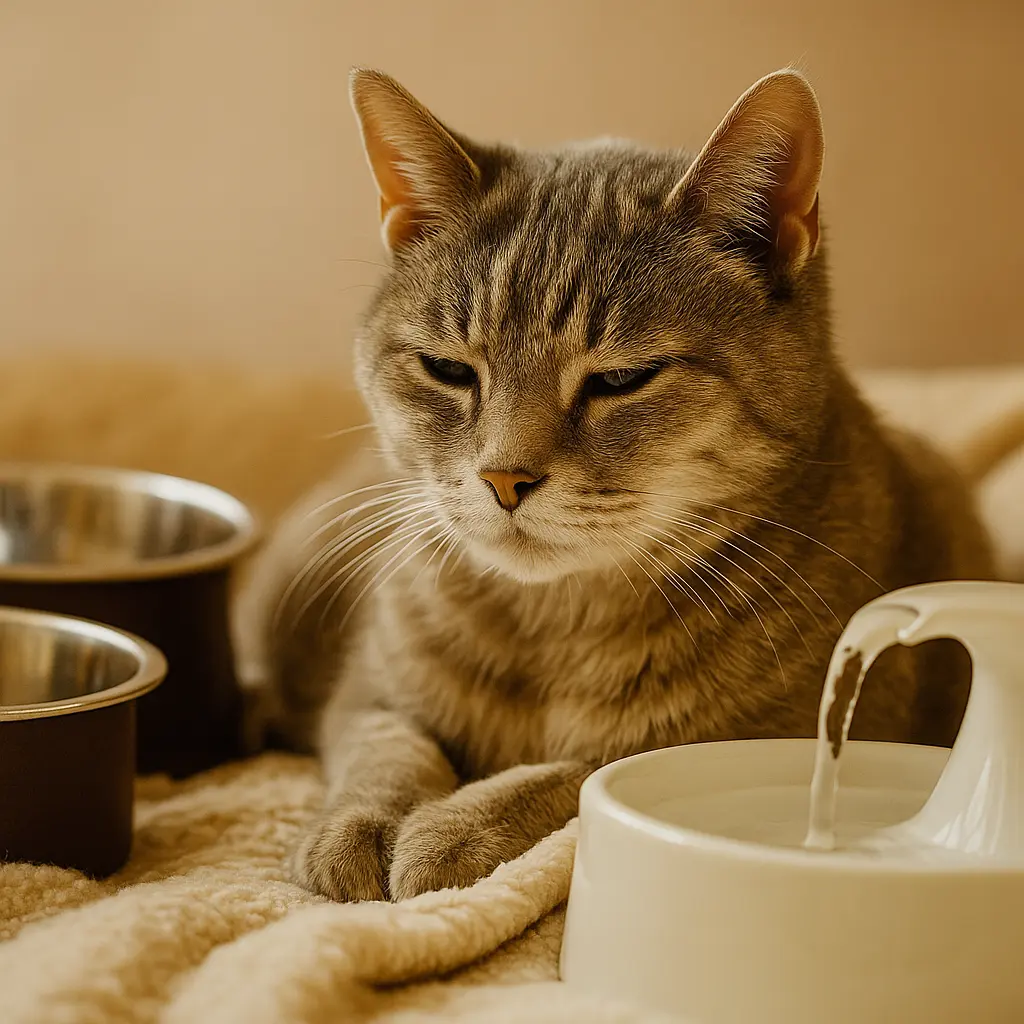 Chat senior reposant paisiblement dans un coin calme