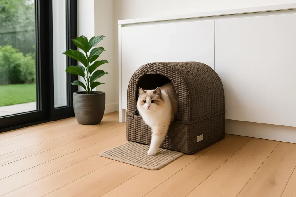 Bac à Litière Fermé pour Chat – Propre, Discret, Anti-Odeurs