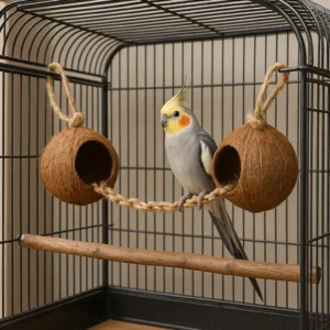 Cachette noix de coco pour calopsitte | Abri naturel