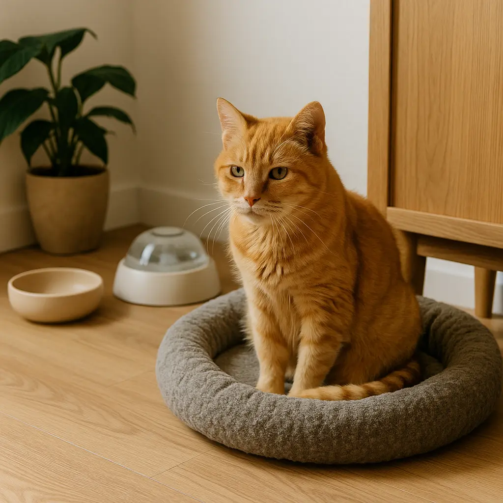 coin tranquille d’une maison avec panier orthopédique