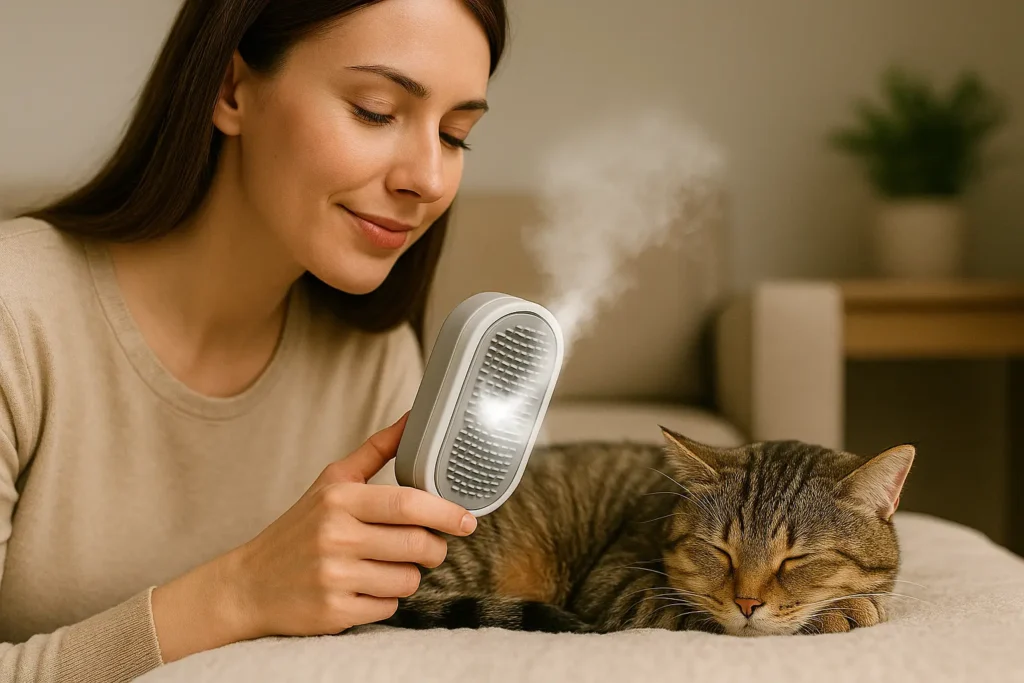 Brosse de Toilettage Vapeur pour Chat – Pelage Sain et Propre