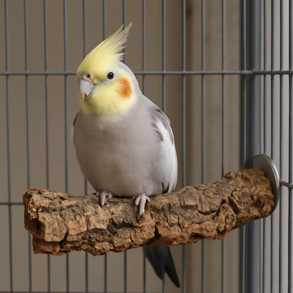 Perchoir en liège pour calopsitte – Naturel et sûr