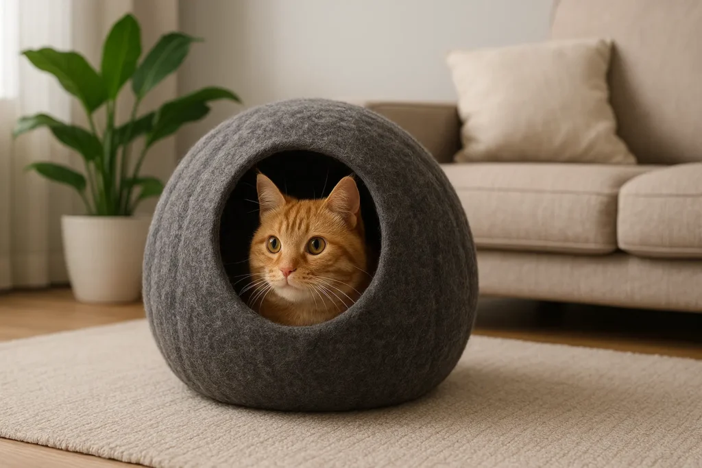 Grotte pour Chat en Laine – Cocon Douillet et Design Élégant