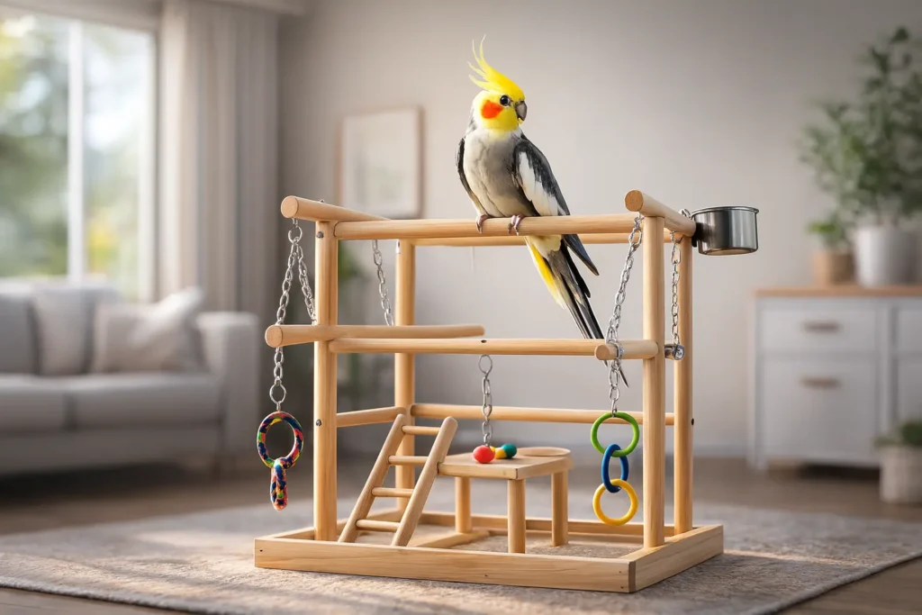 Aire de Jeu pour Calopsitte – Avec Balançoire et Perchoirs