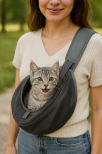 Sac de Transport Bandoulière pour Chat – Douceur & Mobilité