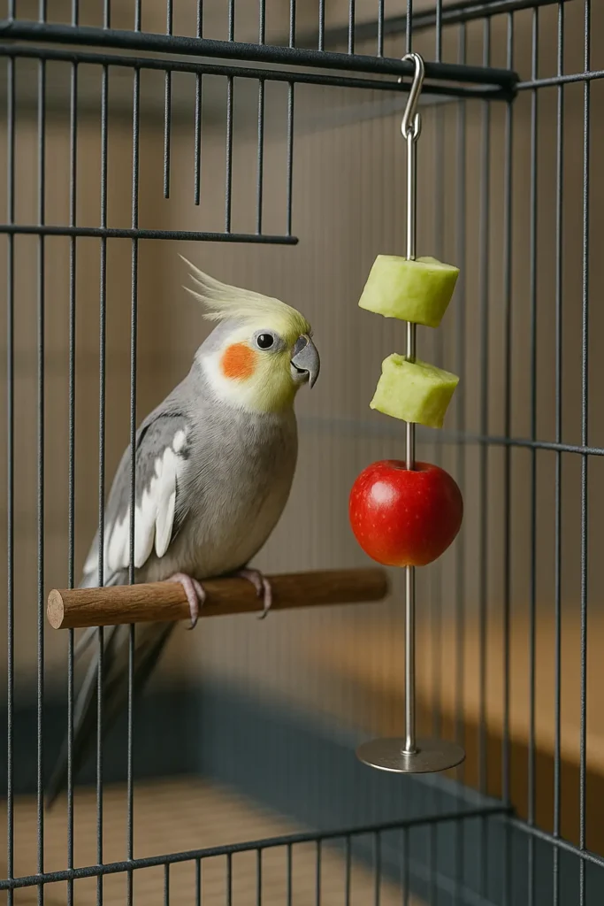 Mangeoire à Brochettes pour Calopsitte – Support & jeux