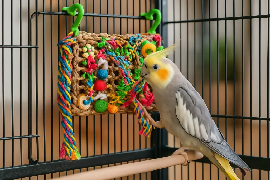 Jouet mural pour calopsitte – Coloré et stimulant