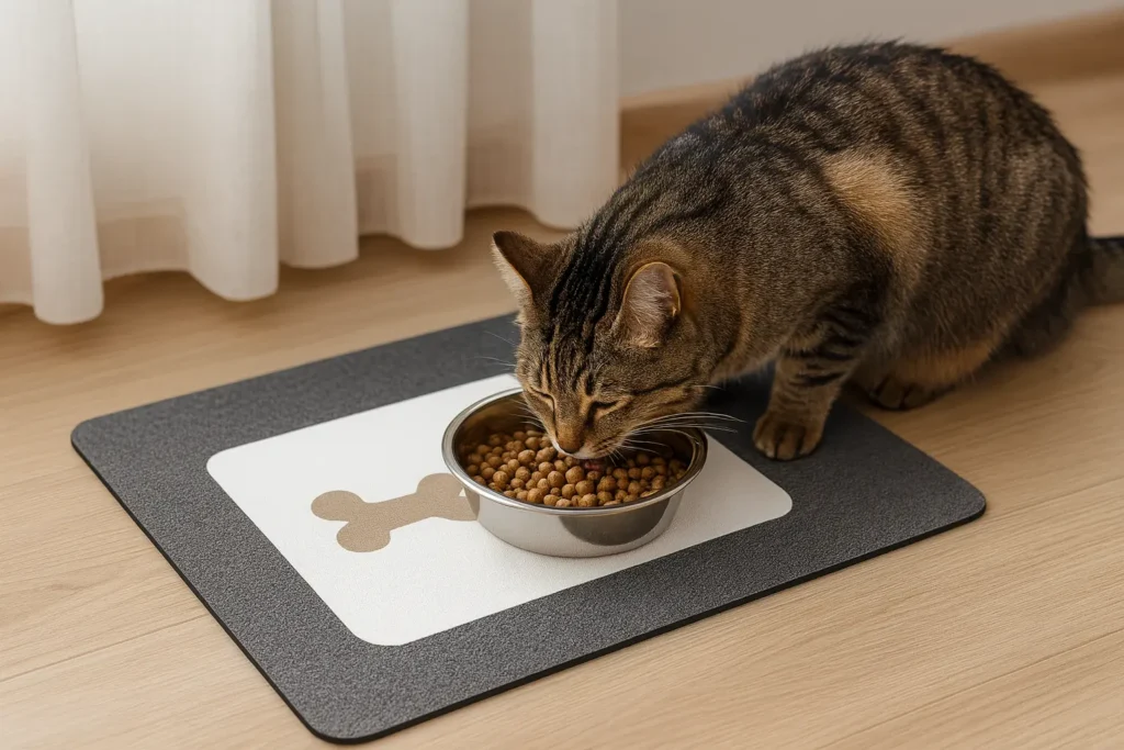 Tapis Absorbant Gamelle Chat – Lavable et Antidérapant