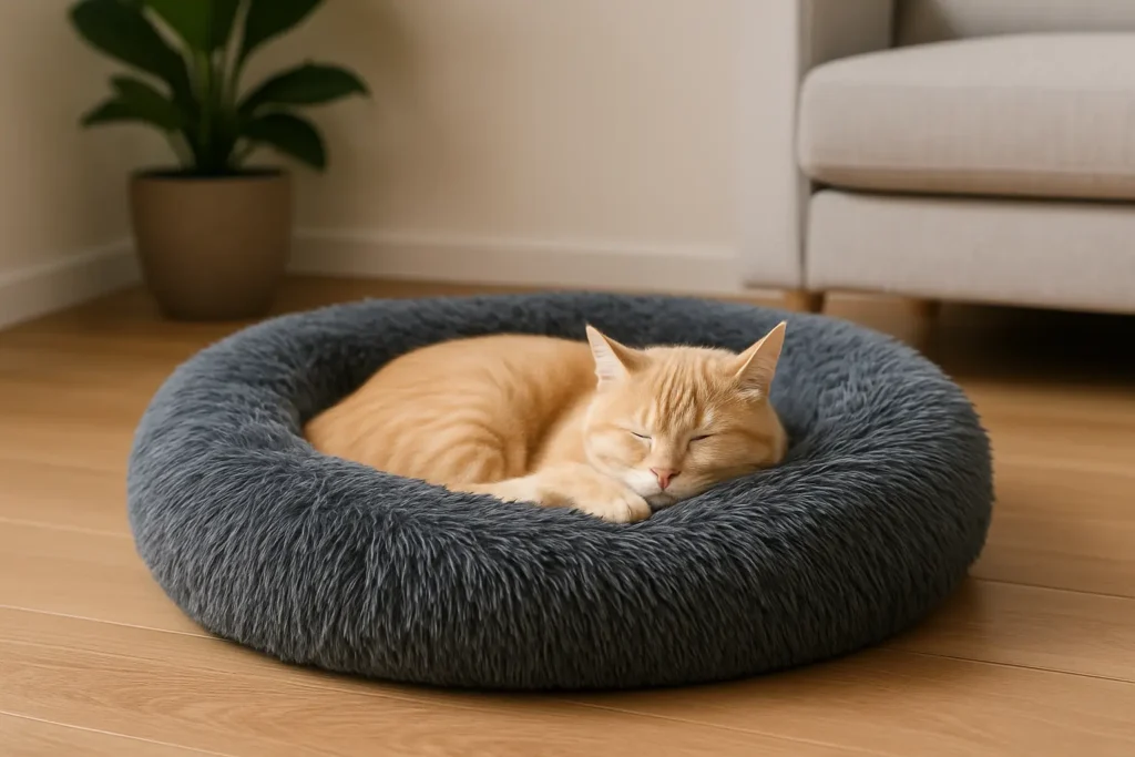 Panier Apaisant pour Chat – Donut Moelleux Anti-Stress