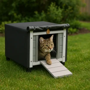 Chatterie Extérieure pour Chat en Bois avec Toit Protégé