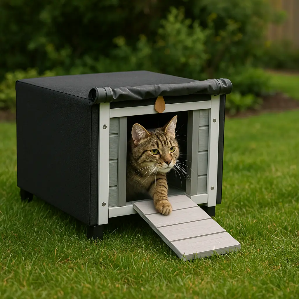 Chatterie Extérieure pour Chat en Bois avec Toit Protégé