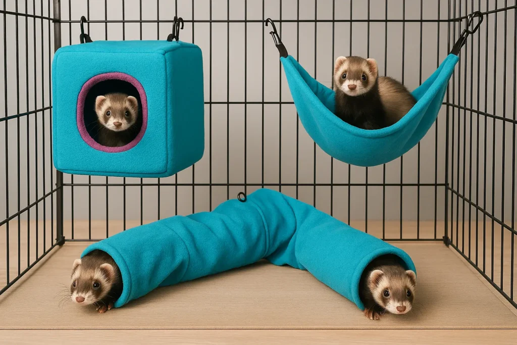 Kit Accessoires Furet : Hamac, Cachette et Tunnel Idéal