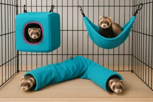 Kit Accessoires Furet : Hamac, Cachette et Tunnel Idéal