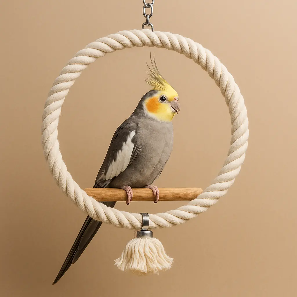 Anneau pour Calopsitte en Coton – Jouet Suspendu Oiseau