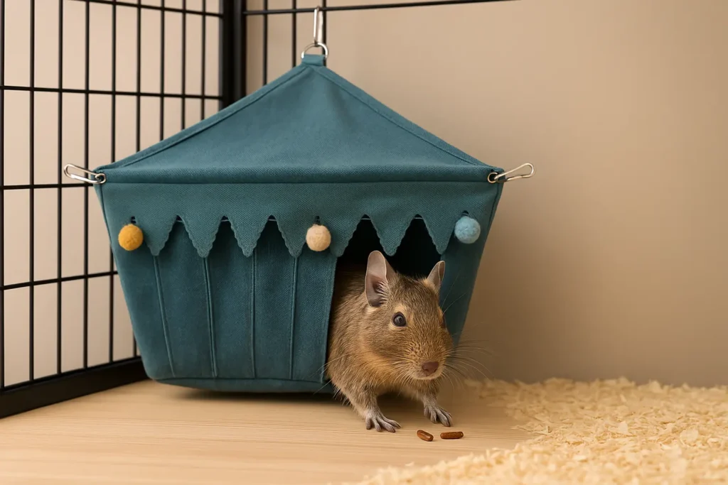 Cachette pour Octodon – Abri en Tissu Suspendu et Douillet