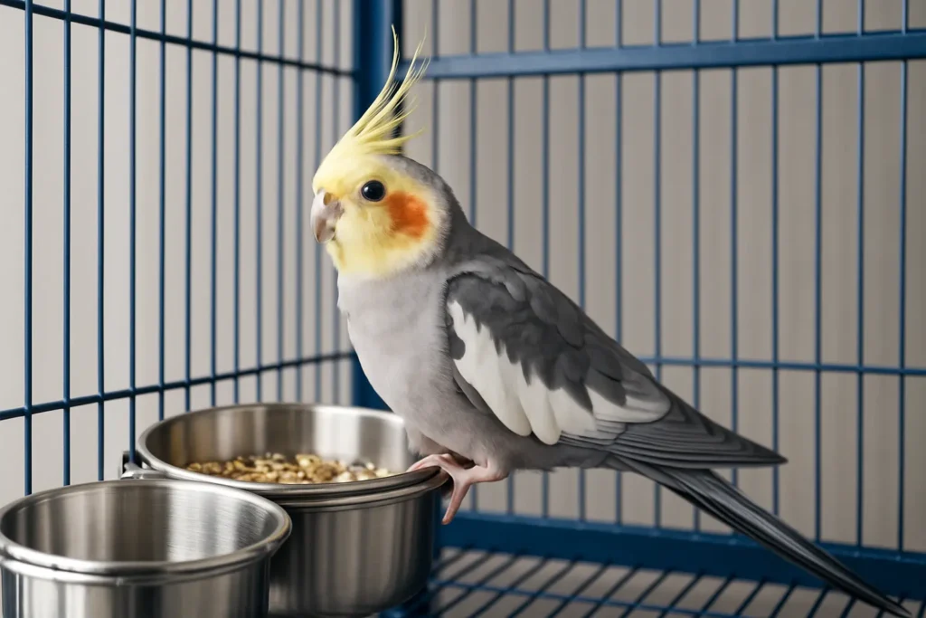 Bol d’Alimentation pour Calopsitte – Gamelle Inox Suspendu