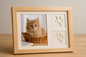 Kit Empreinte Patte de Chat – Cadre Souvenir 3D en Bois