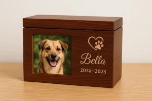 Urne Personnalisée pour Chien – Photo, Dates, Message Gravés