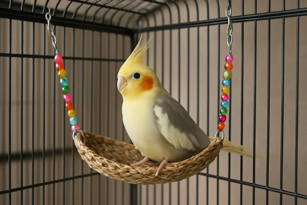 Hamac en paille pour calopsitte | Abri naturel et suspendu