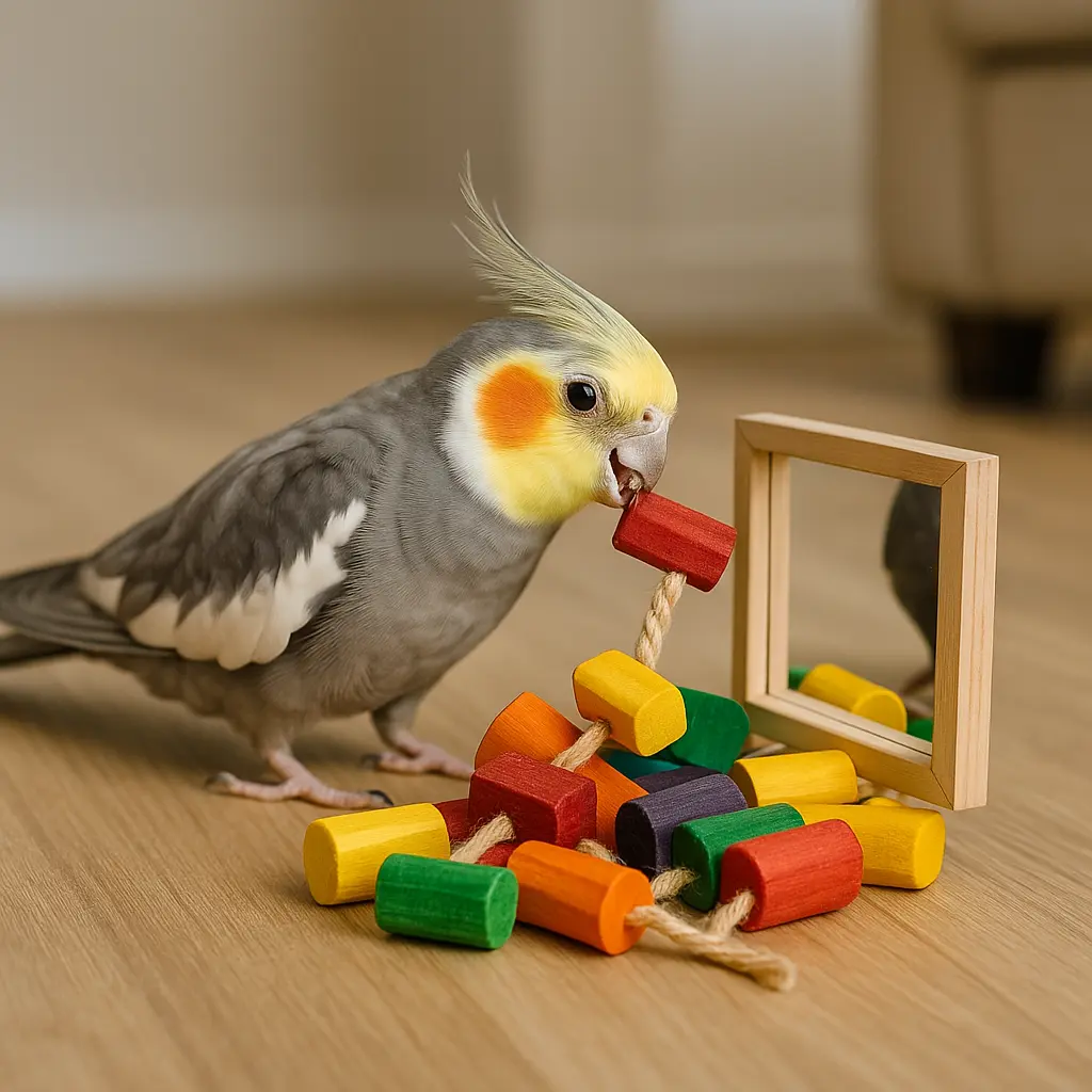 Jouet en Bois pour Calopsitte – Blocs Naturels à Mâcher