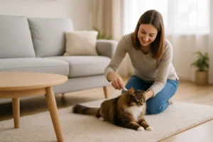 Peigne autonettoyant anti puce pour chat : hygiène & confort