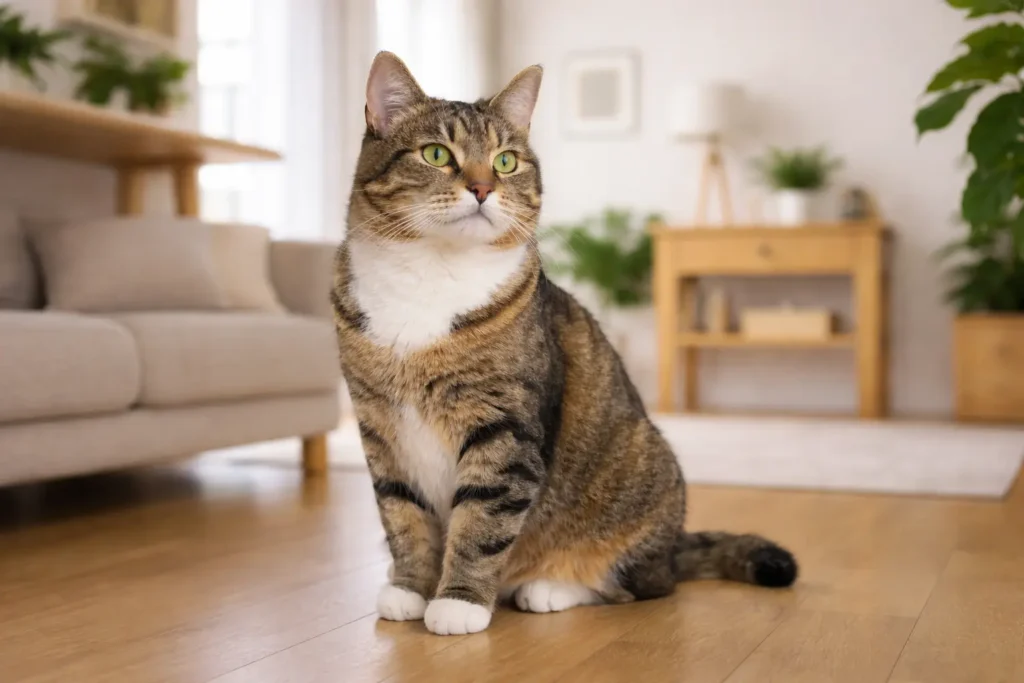 chat adulte en bonne santé observant son environnement
