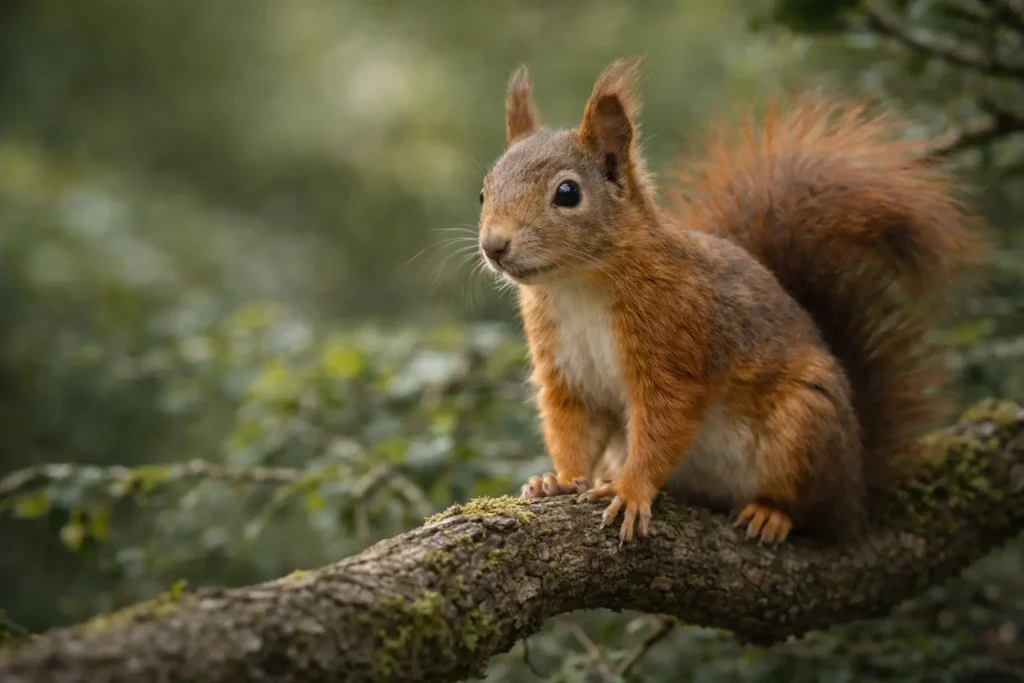Écureuil observant son environnement naturel