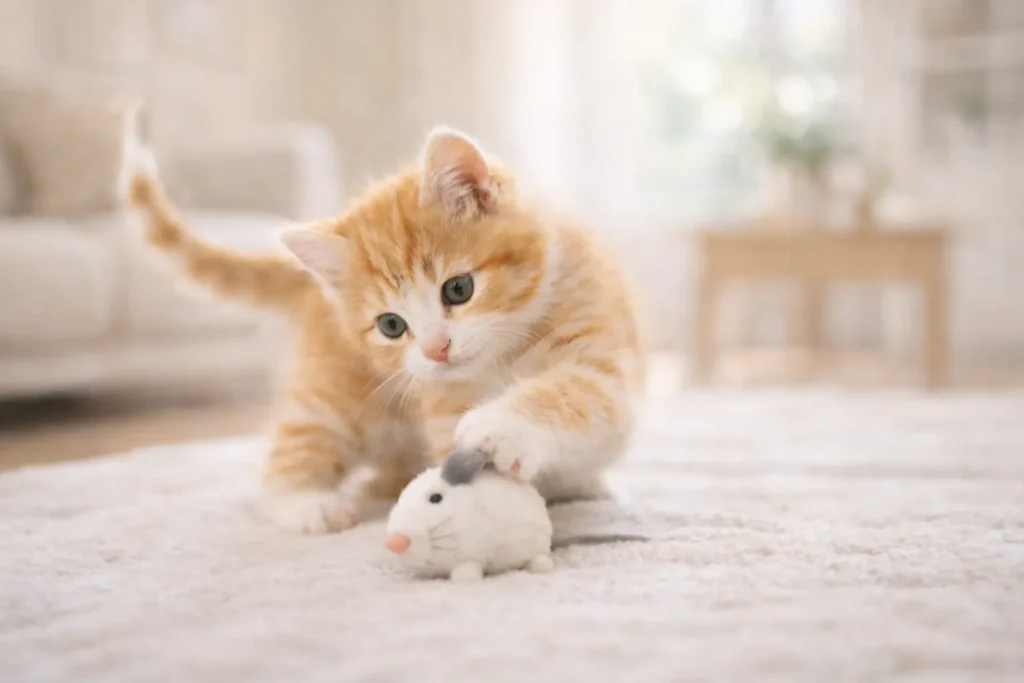 Chaton en bonne santé dans un intérieur lumineux