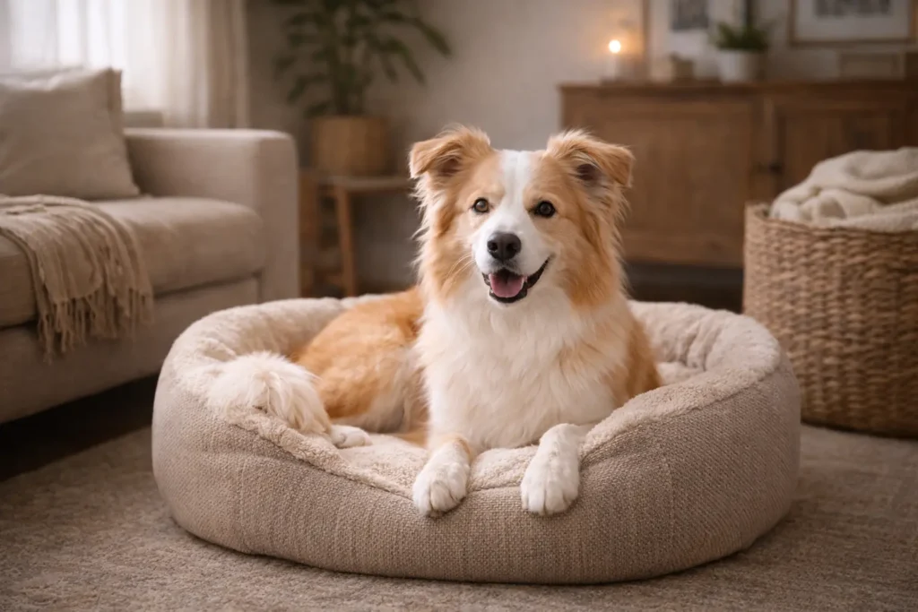 Photographie réaliste d’un chien dans son espace de repos
