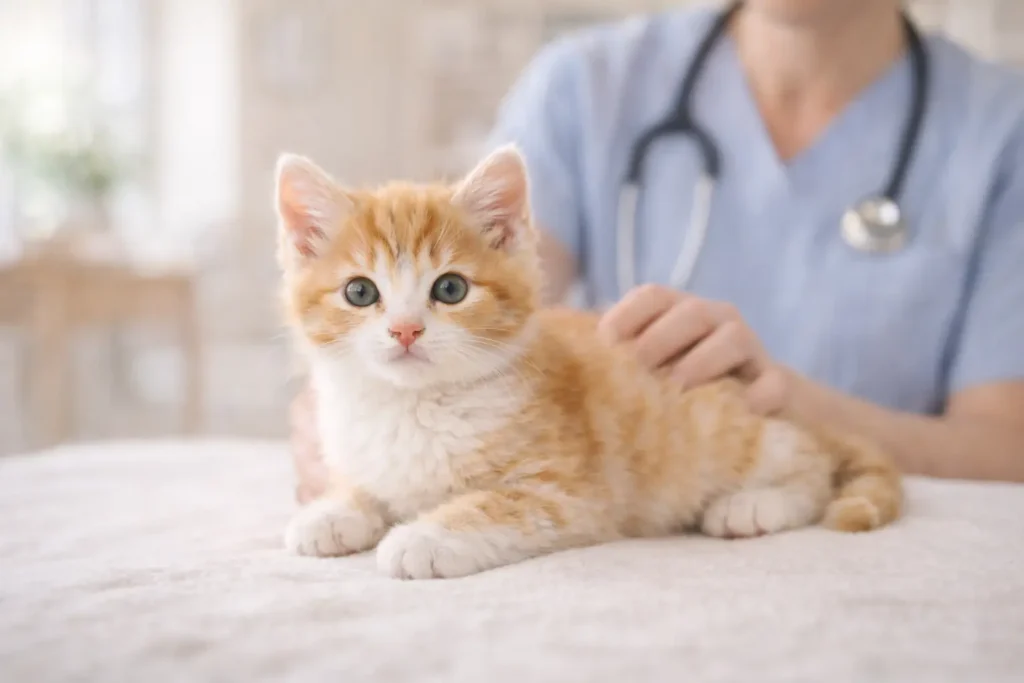Chaton détendu chez le vétérinaire