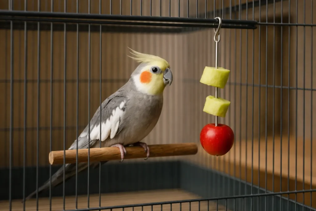 Mangeoire à Brochettes pour Calopsitte – Support & jeux